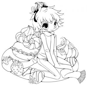 Anime Coloring Pages Little Strawberry Girl