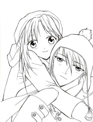 Anime Coloring Pages Romantic Couple