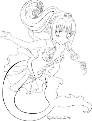 Anime Coloring Pages for Girls Mermaid Princess