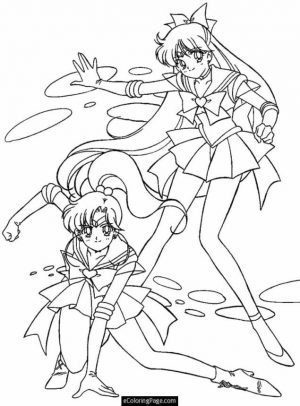 Anime Coloring Pages for Girls Sailor Moon in Action