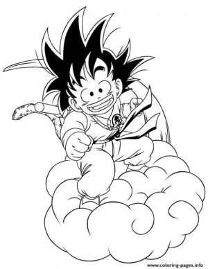 Anime Goku Coloring Pages Goku Riding His Cloud