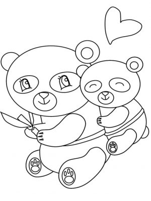 Baby Panda Hugging Mama Panda Coloring Pages