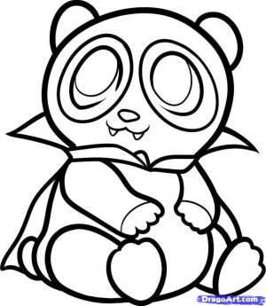 Baby Panda in Halloween Costume Coloring Page