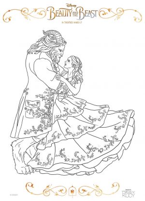 Beauty and The Beast 2017 Coloring Pages Belle and Beast Dancing 2