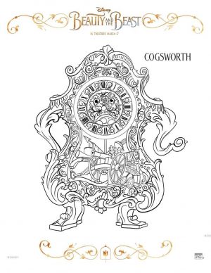 Beauty and The Beast 2017 Coloring Pages Cogsworth