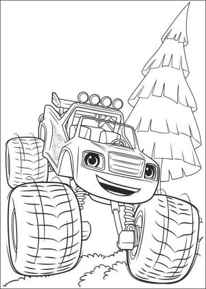 Blaze Coloring Pages Printable Blaze Carrying a Pine Tree