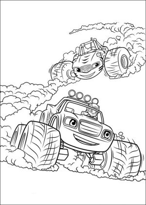 Blaze Coloring Pages Printable Blaze and Stripes Racing