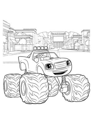 Blaze and Friends Coloring Pages Blaze in an Industrial City