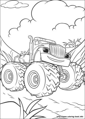Blaze and Friends Coloring Pages Crusher Is Actually Friendly