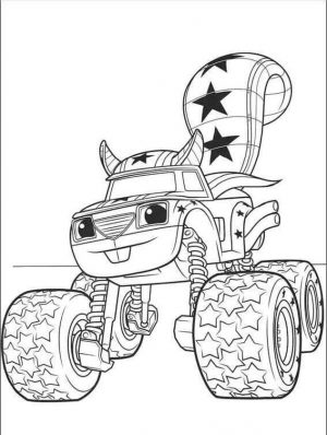 Blaze and Friends Coloring Pages Squirrel Stuntman Truck