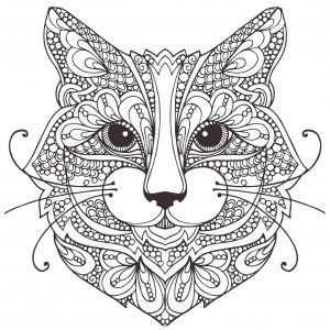 Cat Coloring Pages for Adults Abstract Art on Cat Head