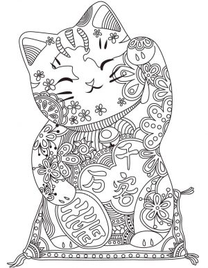 Cat Coloring Pages for Adults Chinese Cat Doll