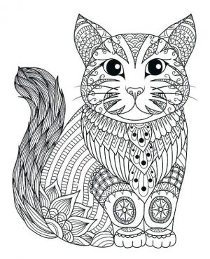 Cat Coloring Pages for Adults Chubby Cat Art