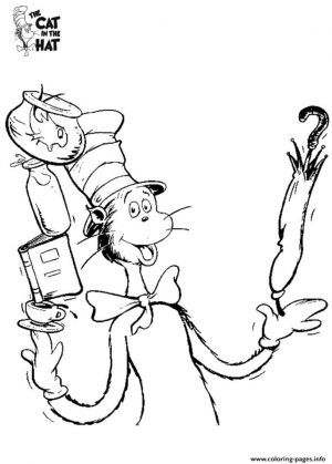 Cat In The Hat Coloring Pages Dr. Seuss Printable for Kids 225t