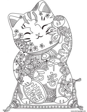 Coloring Pages for Teenage Girl Easy Chinase Lucky Cat Zentangle Art