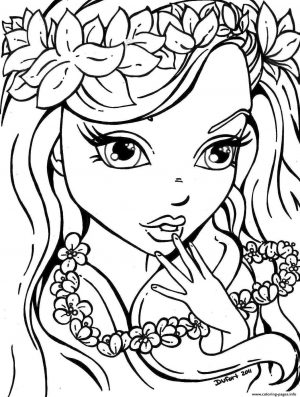 Coloring Pages for Teenage Girl Easy Cute Little Girl with Flower Necklace