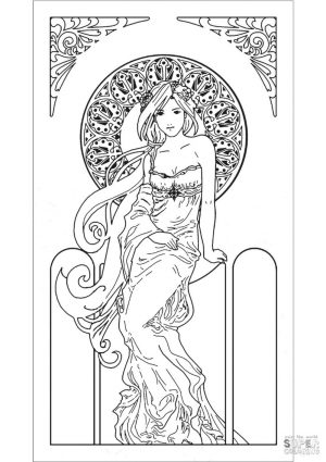 Coloring Pages for Teenage Girl Printable Art Nouveau