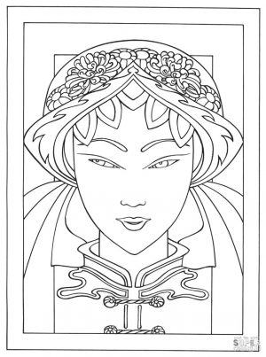 Coloring Pages for Teenage Girl Printable Geisha from Japan