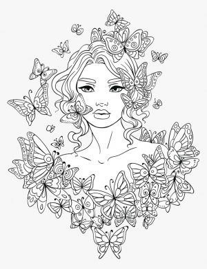 Coloring Pages for Teenagers Lovely Womand and Butterflies