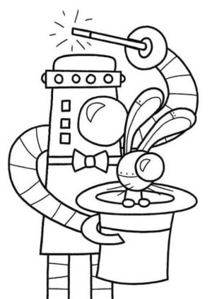 Coloring Pages of A Robot Magician Robot