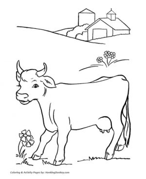 Cow Animal Coloring Pages Cow Living in a Farm