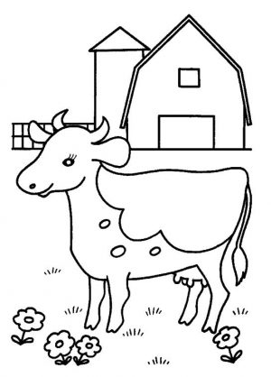 Cow Coloring Pages Free Printable Simple Cow Image for Preschoolers