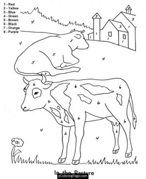 Cow Coloring Pages Printable Cow Color by Number for Kids