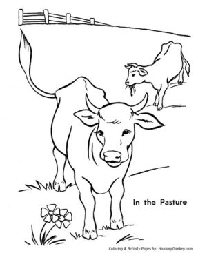 Cow Coloring Pages Printable Cow Grazing in the Pasture
