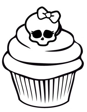Cupcake Coloring Pages with Monster High Skullette – 8cv41