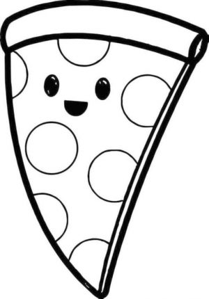 Cute Pizza Coloring Pages Funny Cartoon Pizza for Kids