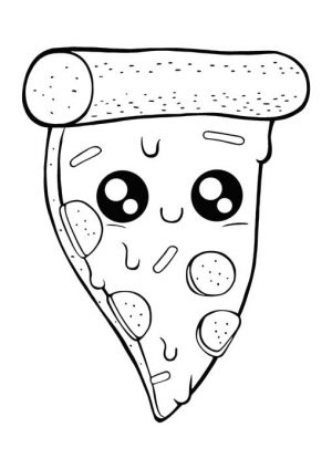 Cute Pizza Coloring Pages Kawaii Pizza