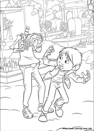 Disney Coco Coloring Pages for Kids Coco running away