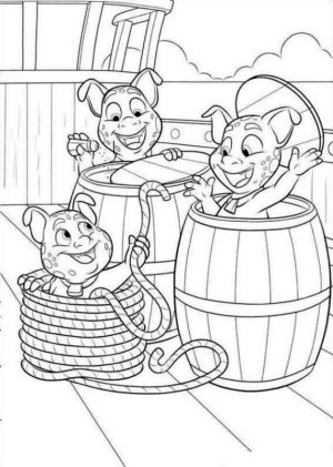 Disney Elena of Avalor Coloring Page Looks Like Three Little Pigs