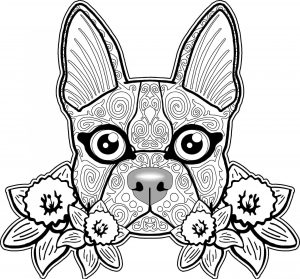 Dog Coloring Pages for Adults French Bulldog Head Art