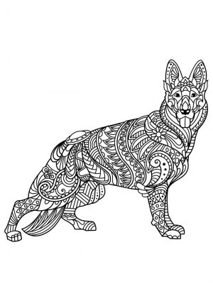 Dog Coloring Pages for Adults German Shepherd