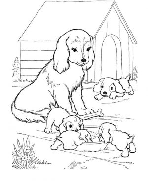 Dog Coloring Sheets for Grown Ups Dog Mom Watching Her Pups