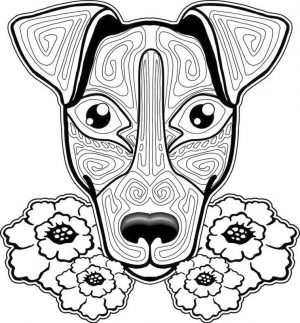 Dog Coloring Sheets for Grown Ups Simple Doodle of a Dog Head