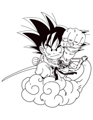 Dragon Ball Goku Coloring Pages Kid Goku and His Cloud