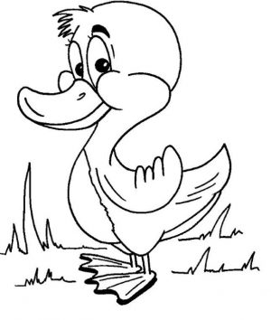 Duck Coloring Pages Cartoon Duck Smiling
