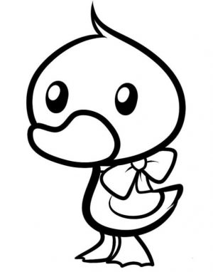 Duck Coloring Pages Cute Little Cartoon Duck for Kids