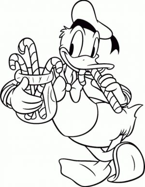 Duck Coloring Pages Donald Duck Holding Candy Canes