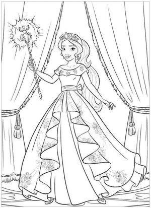 Elena of Avalor Coloring Pages Elena Holding Her Magic Wand