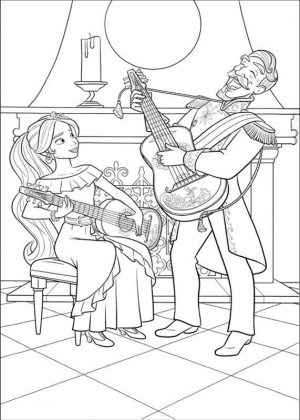 Elena of Avalor Coloring Pages Elena Playing Guitar with Her Dad