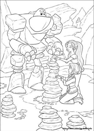 Elena of Avalor Coloring Pages Online Elena and Naomi with Stone Golem