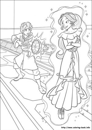 Elena of Avalor Coloring Pages Online Mateo Casting Magic on Elena