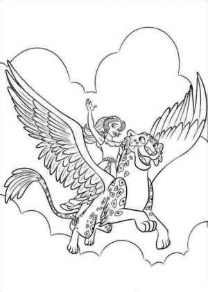 Elena of Avalor Coloring Sheet Elena Flying with Jaquin