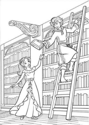 Elena of Avalor Coloring Sheet Elena and Mateo in the Royal Library