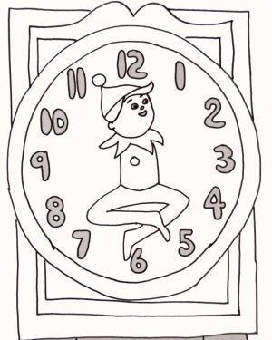 Elf on the Shelf Coloring Pages Free Elf on the Shelf Clock Printable