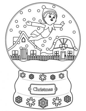 Elf on the Shelf Coloring Pages Free Elf on the Shelf in a Snow Bubble