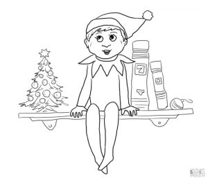 Elf on the Shelf Coloring Pages to Print Baby Elf Sitting on the Shelf